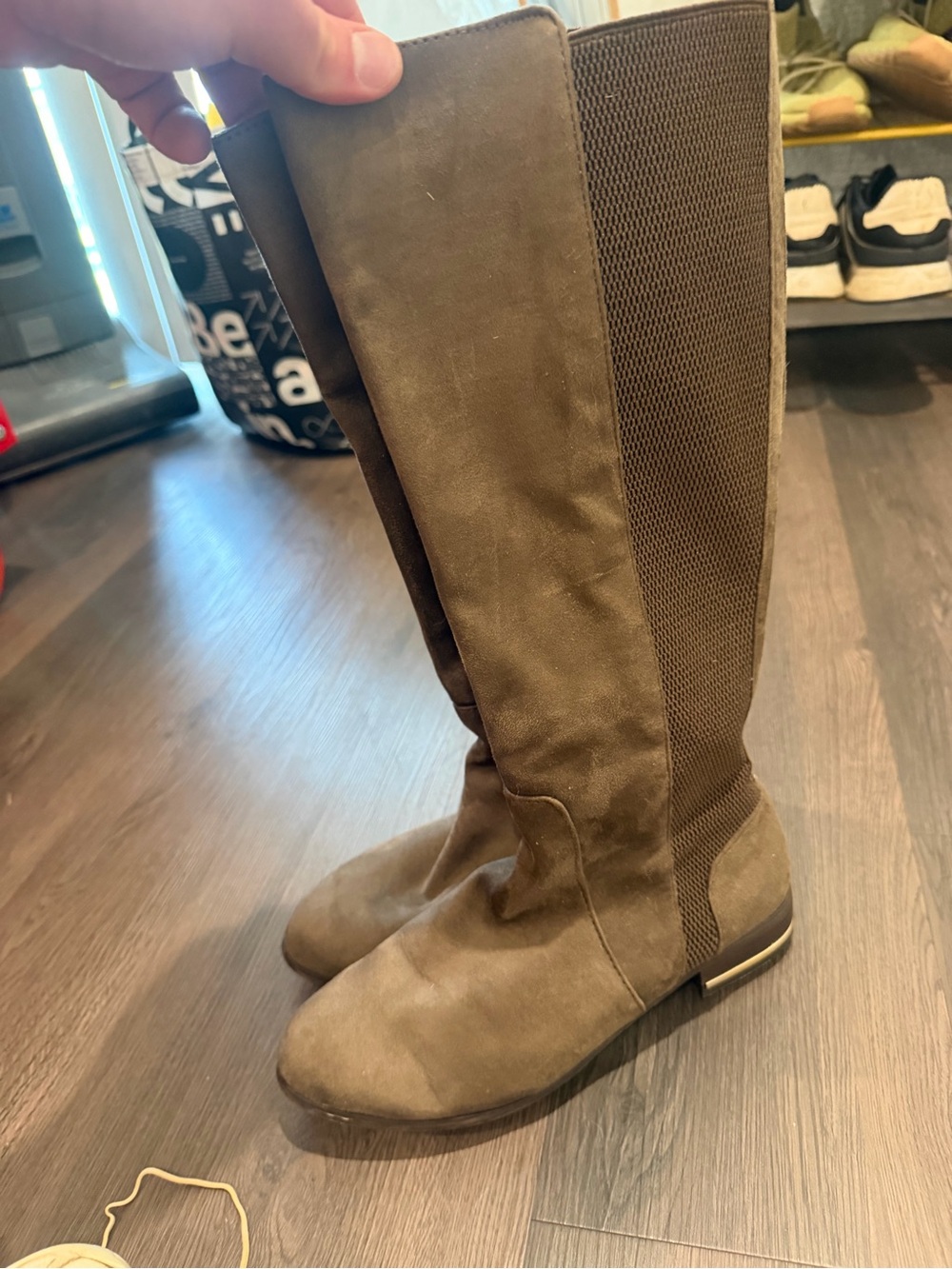 Kensie Brown Over-the-Knee Stretch Suede Boots